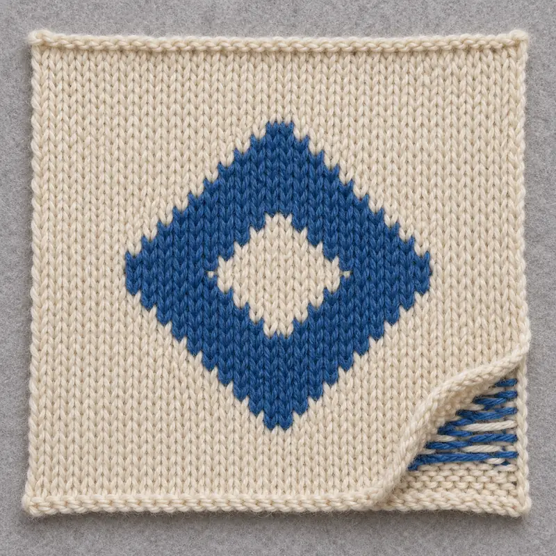 AI-generated picture of a machine-knitted swatch: Single motif