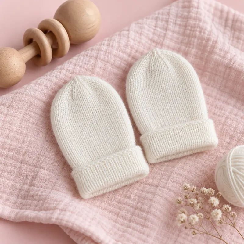 Drawing of the finished Newborn scratch mittens