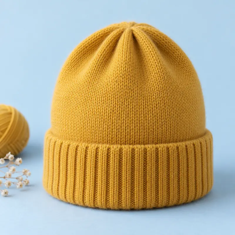 Drawing of the finished Fold-up ribbed hat